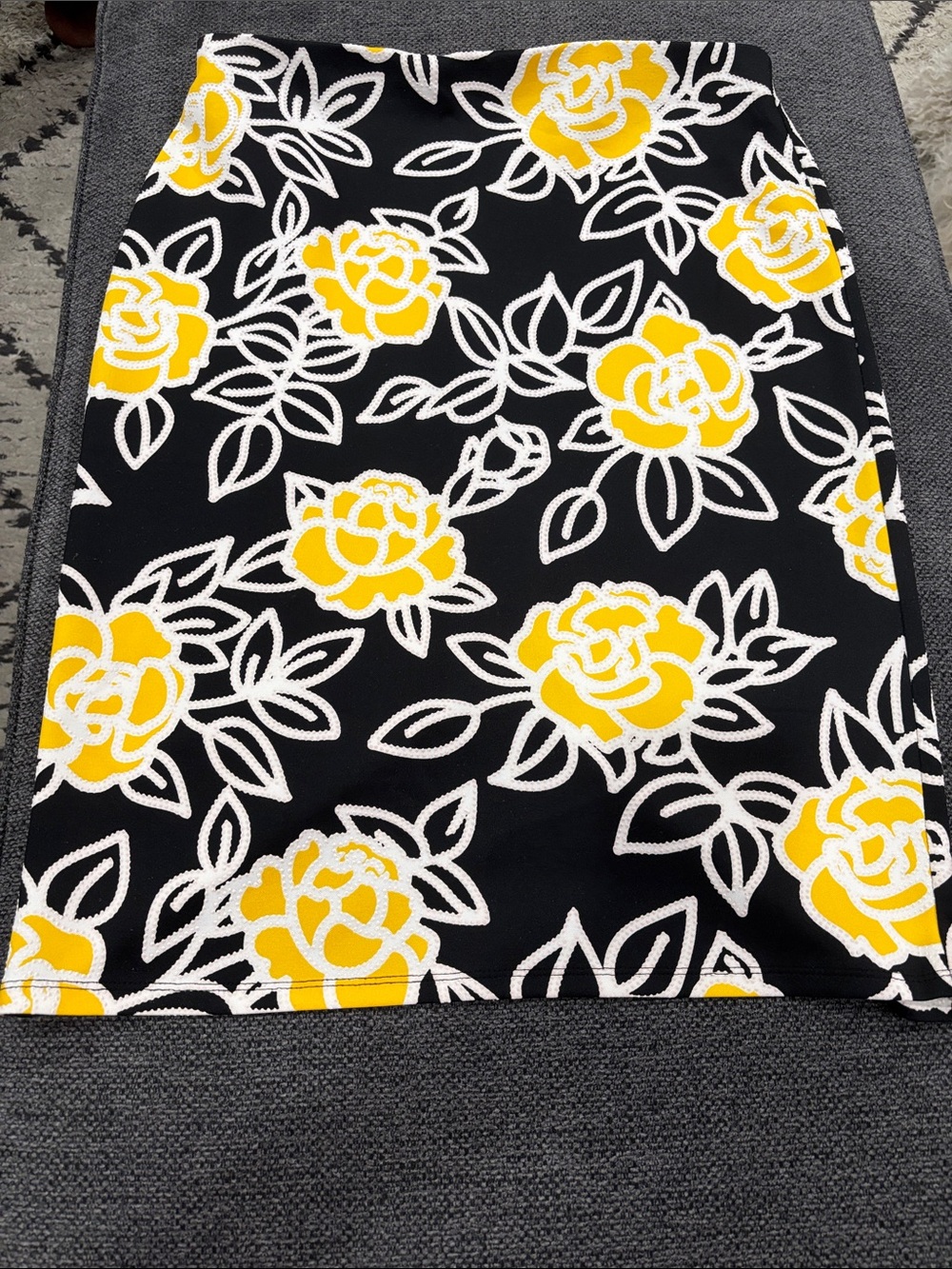 NYCC Beautiful Floral Black and Yellow Skirt